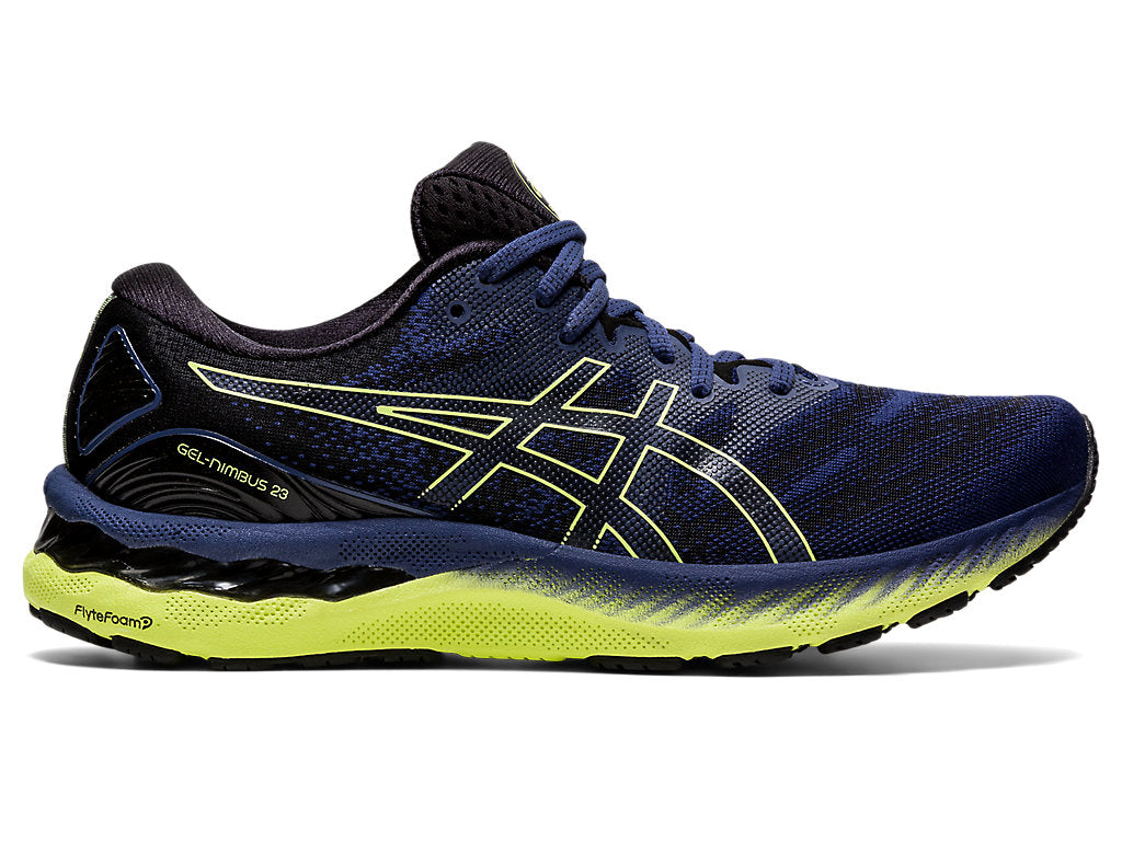 Men's Asics Gel-Nimbus 23, Thunder Blue/Glow Yellow, 9.5 D Medium