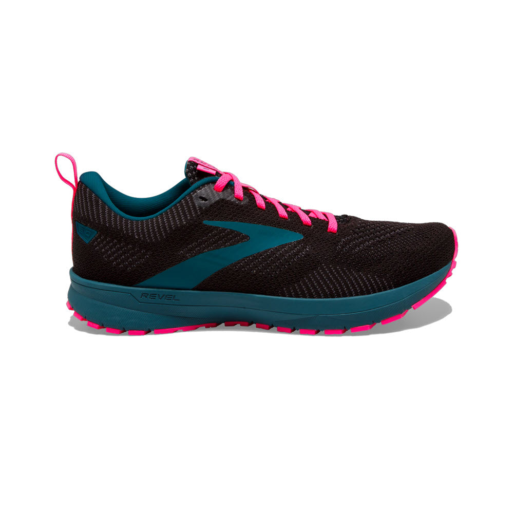 Women's Brooks Revel 5, Black/Blue/Pink, 8 B Medium