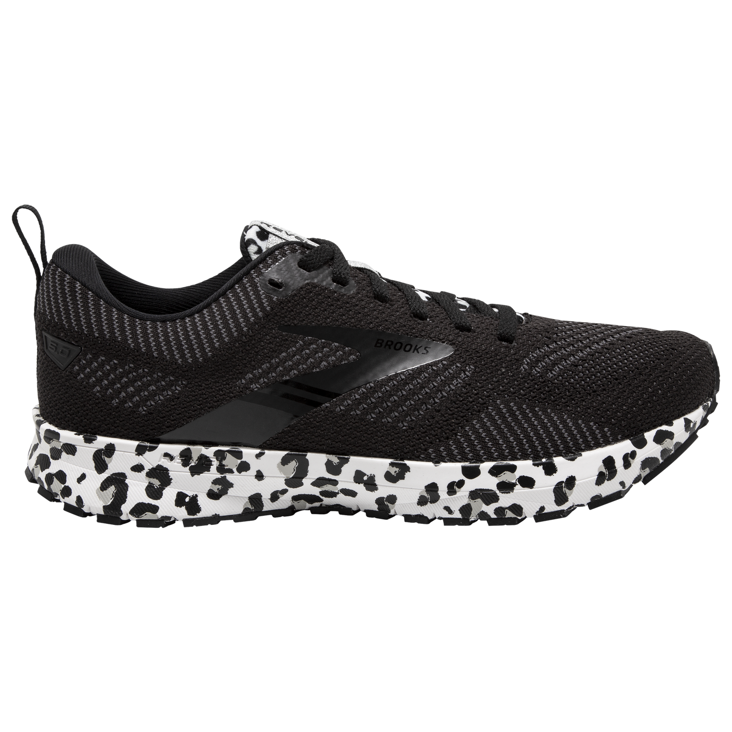 Women's Brooks Revel 5, Black/White/Silver, 8 B Medium