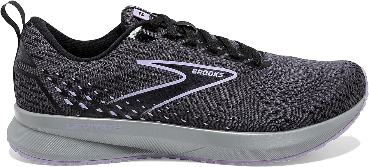 Women's Brooks Levitate 5, Ebony/Black/Lilac, 6.5 B Medium US