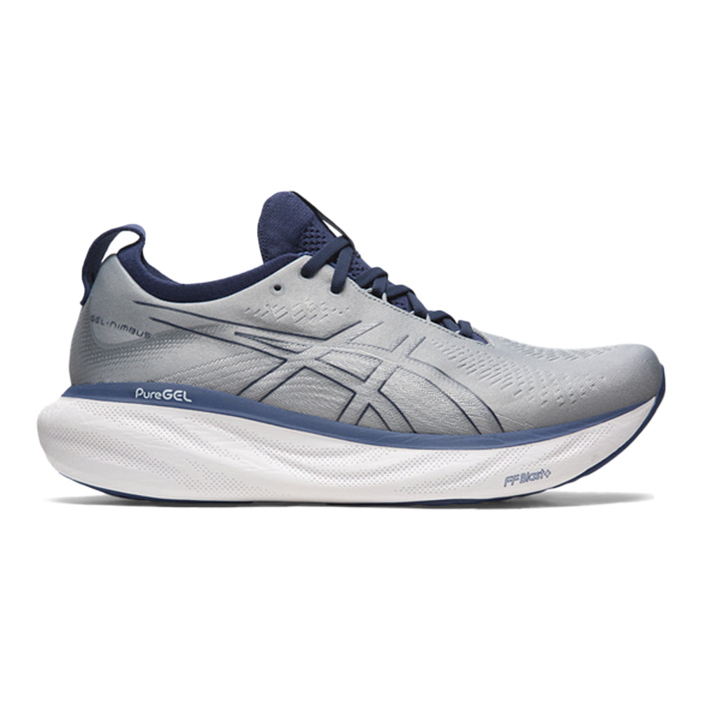 Men's Asics Gel-Nimbus 25, Sheet Rock/Indigo Blue, 8 4E Extra Wide