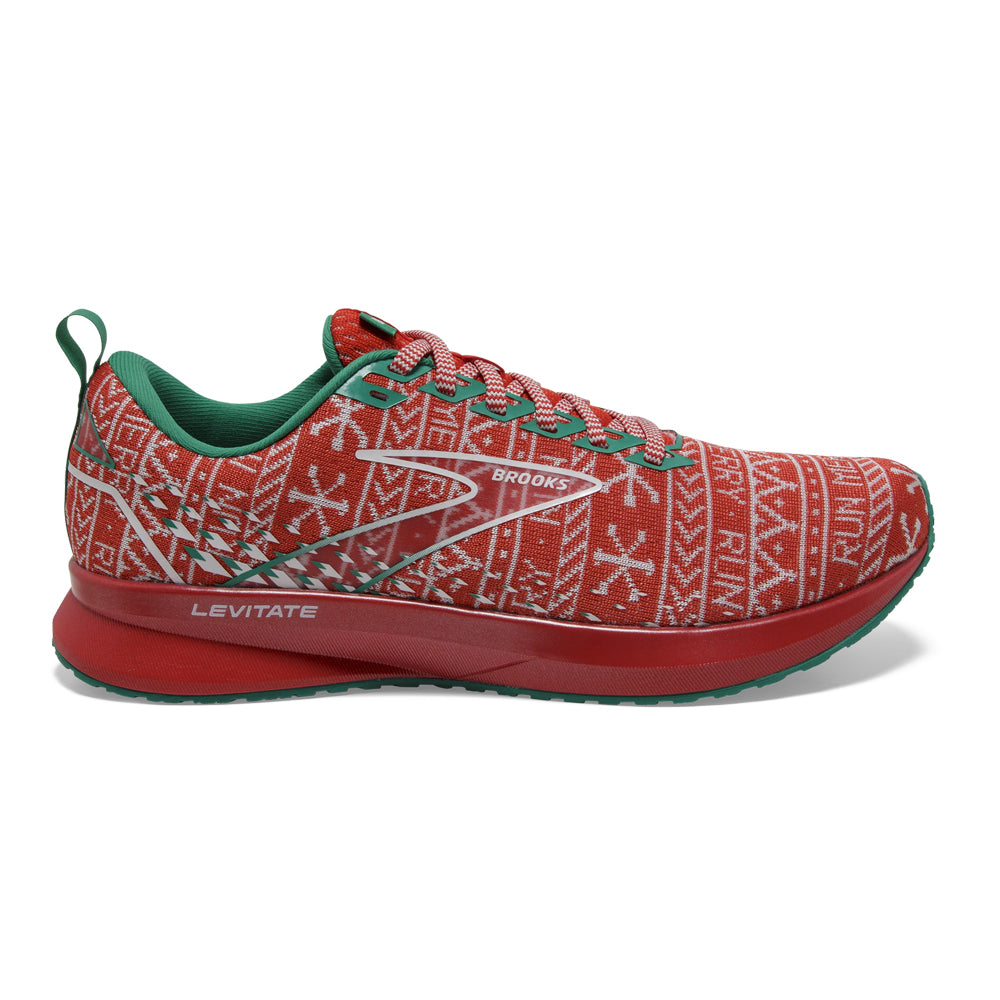 Women's Brooks Levitate 5, Red/White/Green, 8.5 B Medium