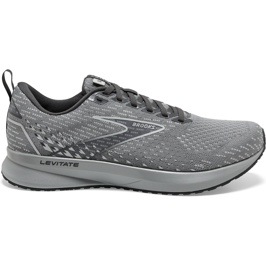 Women's Brooks Levitate 5, Grey/Oyster/Blackened Pearl, 8 B Medium