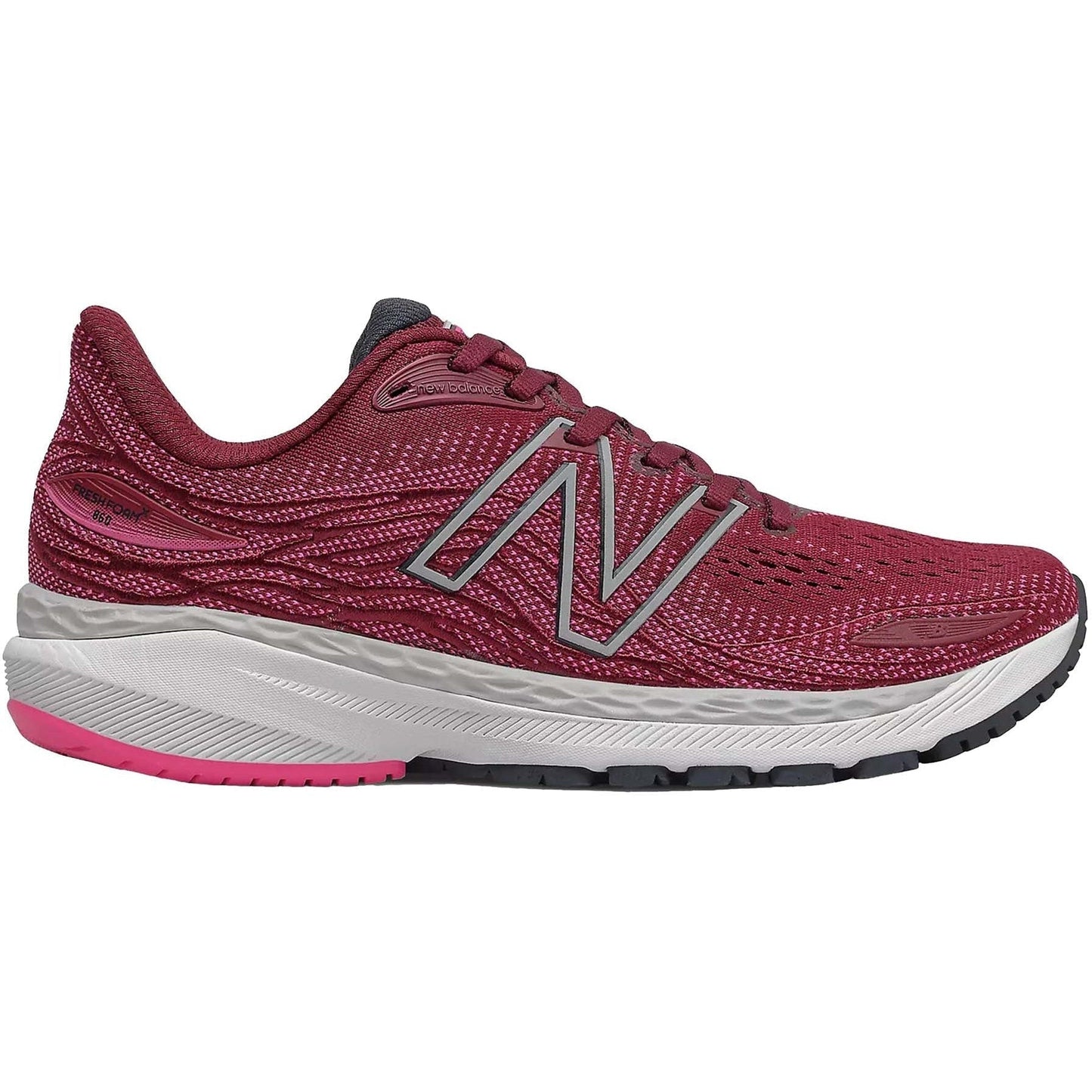 Women's New Balance Fresh Foam X 860v12, Garnet/Pink Glo, 8.5 B Medium