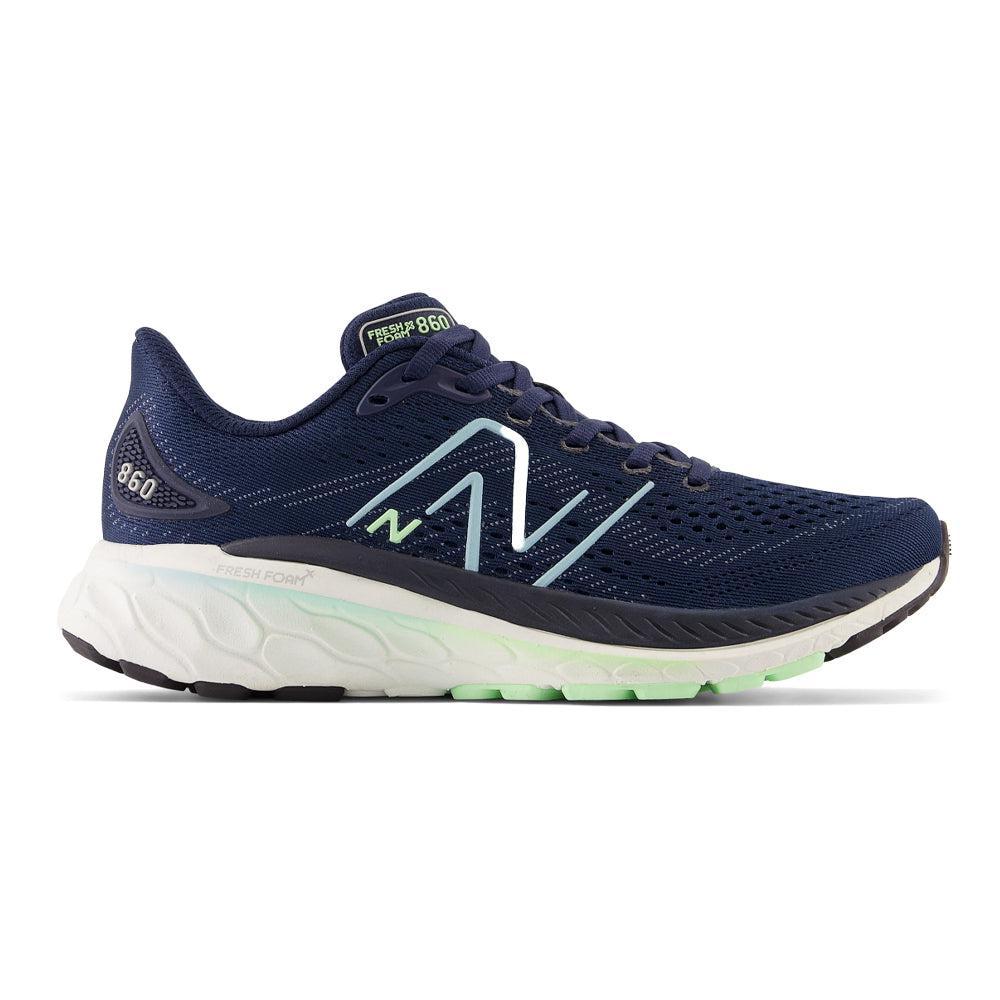 Women's New Balance Fresh Foam X 860v13, NB Navy/Bleach Blue/Green Aura, 7 B Medium