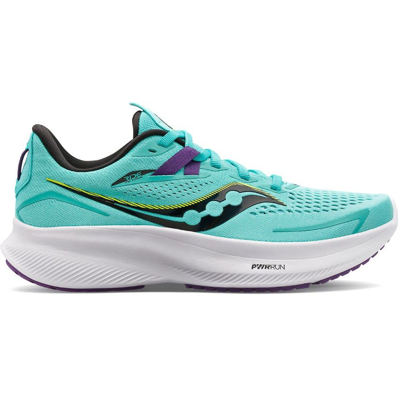 Women's Saucony Ride 15, Cool Mint/Acid, 6 B Medium