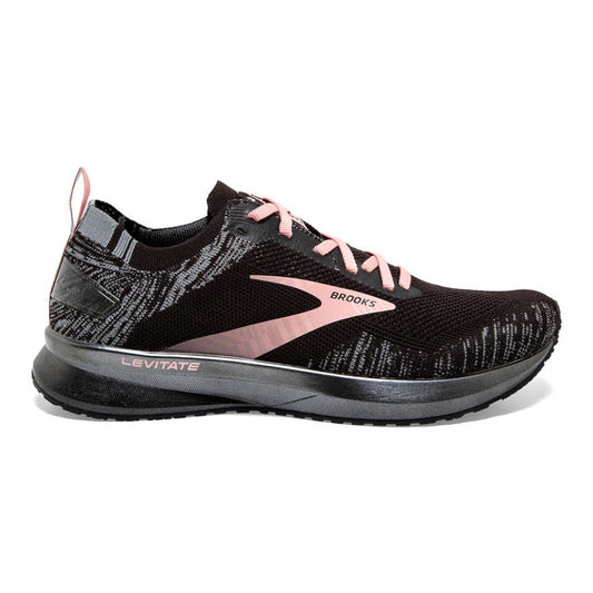 Women's Brooks Levitate 4, Black/Grey/Coral Cloud, 6.5 B Medium