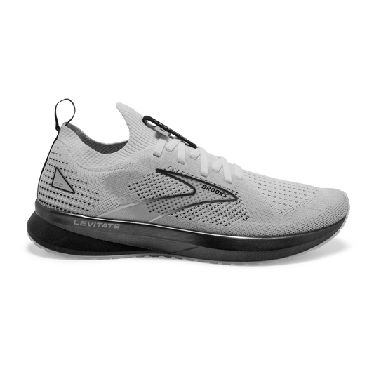 Women's Brooks Levitate Stealthfit 5, White/Grey/Black, 10.5 B Medium