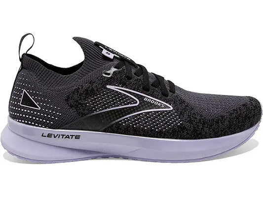Women's Brooks Levitate StealthFit 5, Black/Ebony/Lilac, 6.5 B Medium
