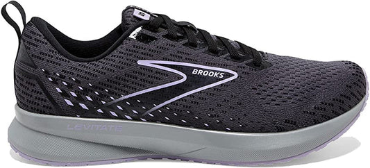 Women's Brooks Levitate 5, Ebony/Black/Lilac, 8.5 B Medium