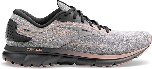 Women's Brooks Trace 2, Grey/Blackened Pearl/Peach, 8 B Medium