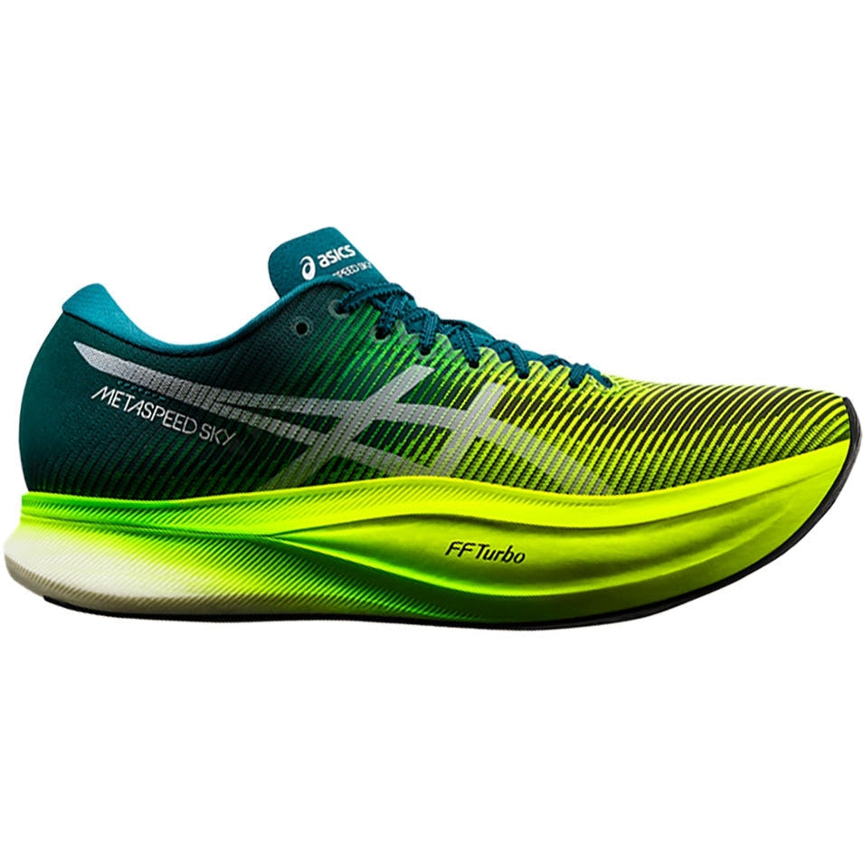 Men's Asics Metaspeed Sky+, Velvet Pine/Safety Yellow, 11.5 D Medium