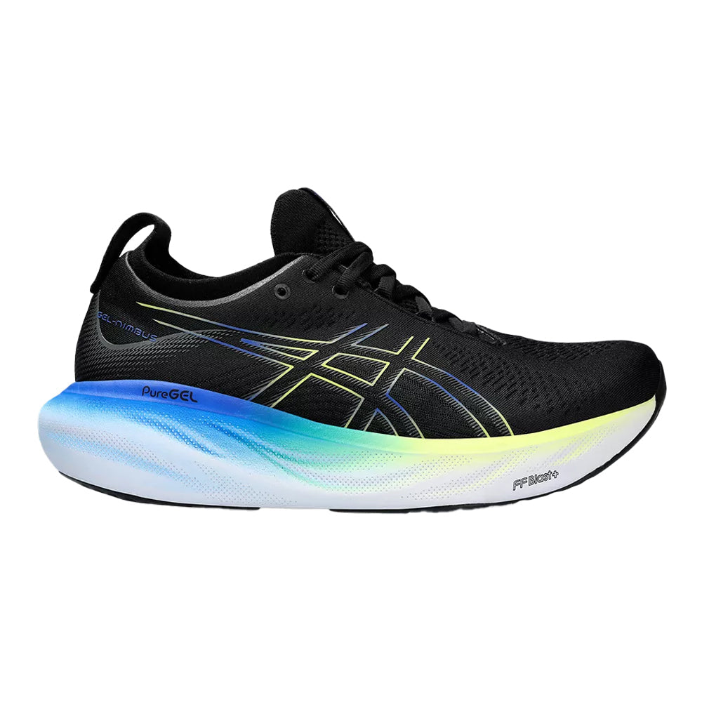 Men's Asics Gel-Nimbus 25, Black/Glow Yellow, 8.5 D Medium