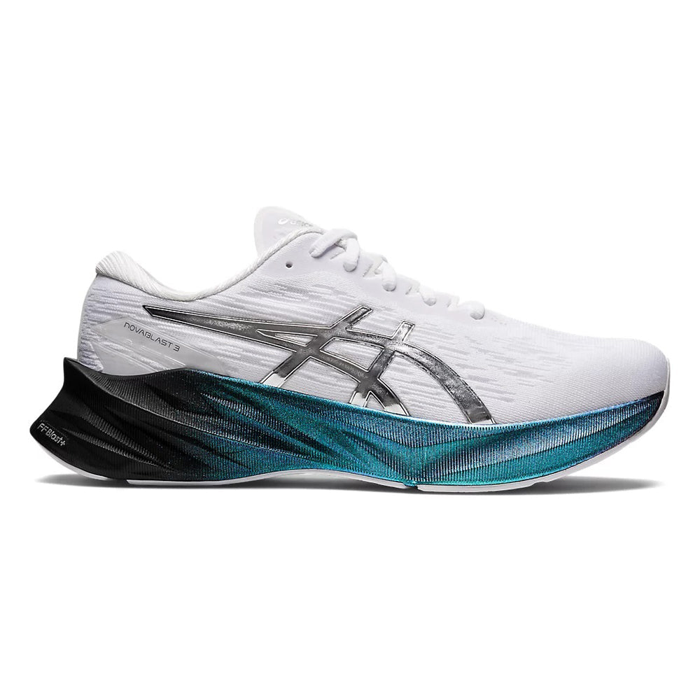 Men's Asics Novablast 3 Platinum, White/Pure Silver, 11.5 D Medium