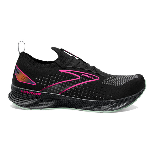 Women's Brooks Levitate StealthFit 6, Black/Pink, 8.5 B Medium