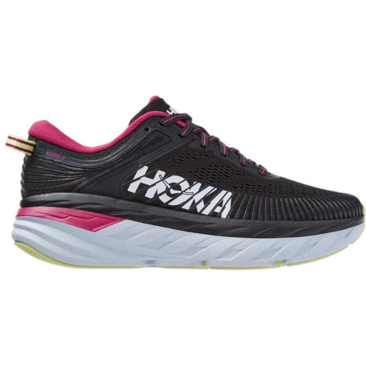 Women's Hoka One One Bondi 7, Blue Graphite/Festival Fuchsia, 9 B Medium