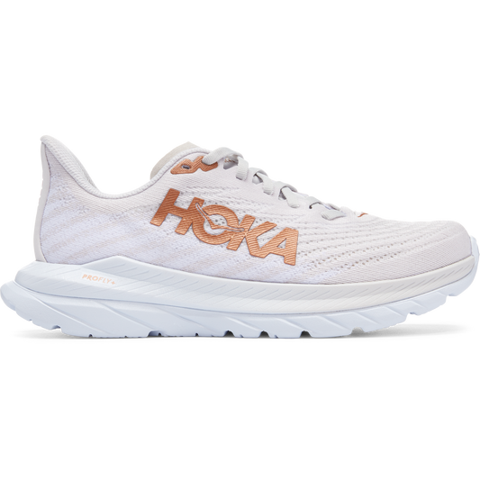 Women's Hoka One One Mach 5, White/Copper, 9 B Medium