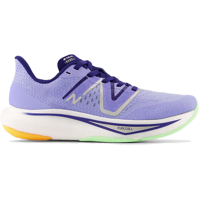 Women's New Balance FuelCell Rebel v3, Vibrant Violet/Victory Blue/Vibrant Spring Glow, 9 B Medium